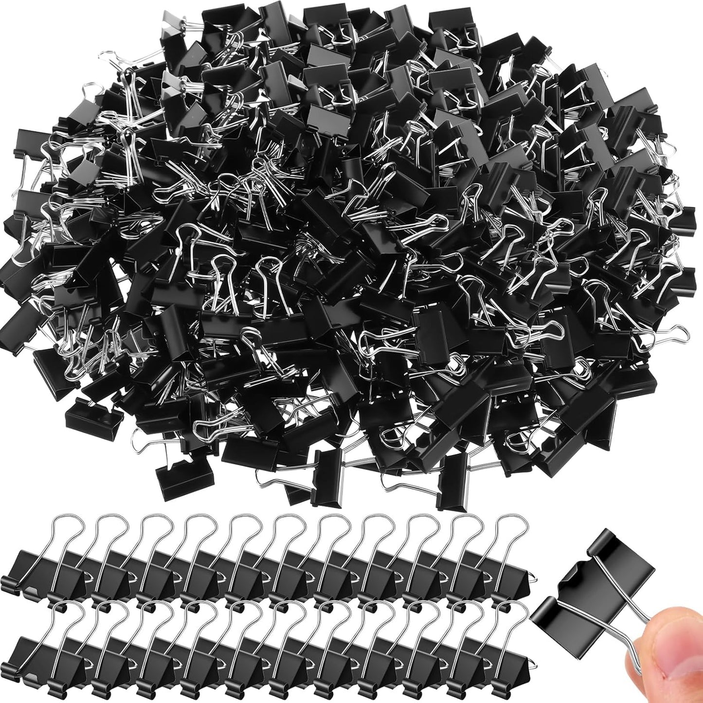 Jetec 800 Pieces 1 Inch Black Binder Clips Bulk Medium Paper Clamps Metal Paper Clips for Teachers Students Classroom Business Office and School Office Supplies