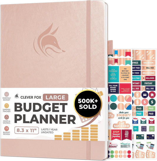 Clever Fox Budget Planner Large – Expense Tracker Notebook. Monthly Budgeting & Bill Organizer, Finance Logbook & Accounts Book, A4 (Rose Gold)