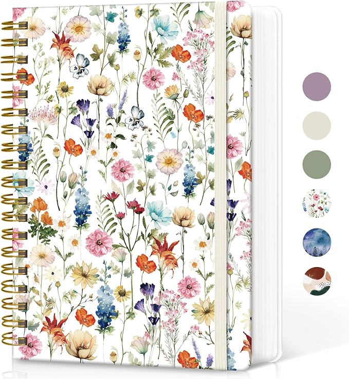 Spiral Graph Paper Notebook Journal for Work, 300 Pages, Thick B5 (7.1"x10") Grid Journals for Women & Writing, Hardcover Notebook for Note Taking, Perfect for Work School Note Taking Business, Floral