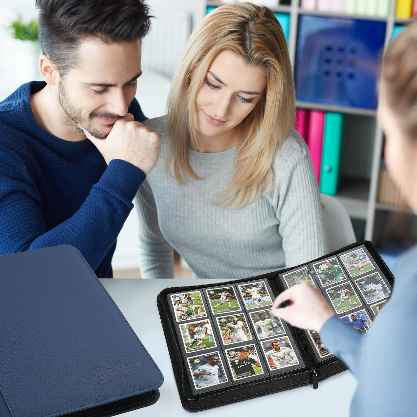 9 Pockets Card Binder,Premium Zip Trading Card Binder,540 Double Sided Pocket PU Collection Binder, Collector Album, Card Folder for MTG, TCG, Business Cards.(Blue)