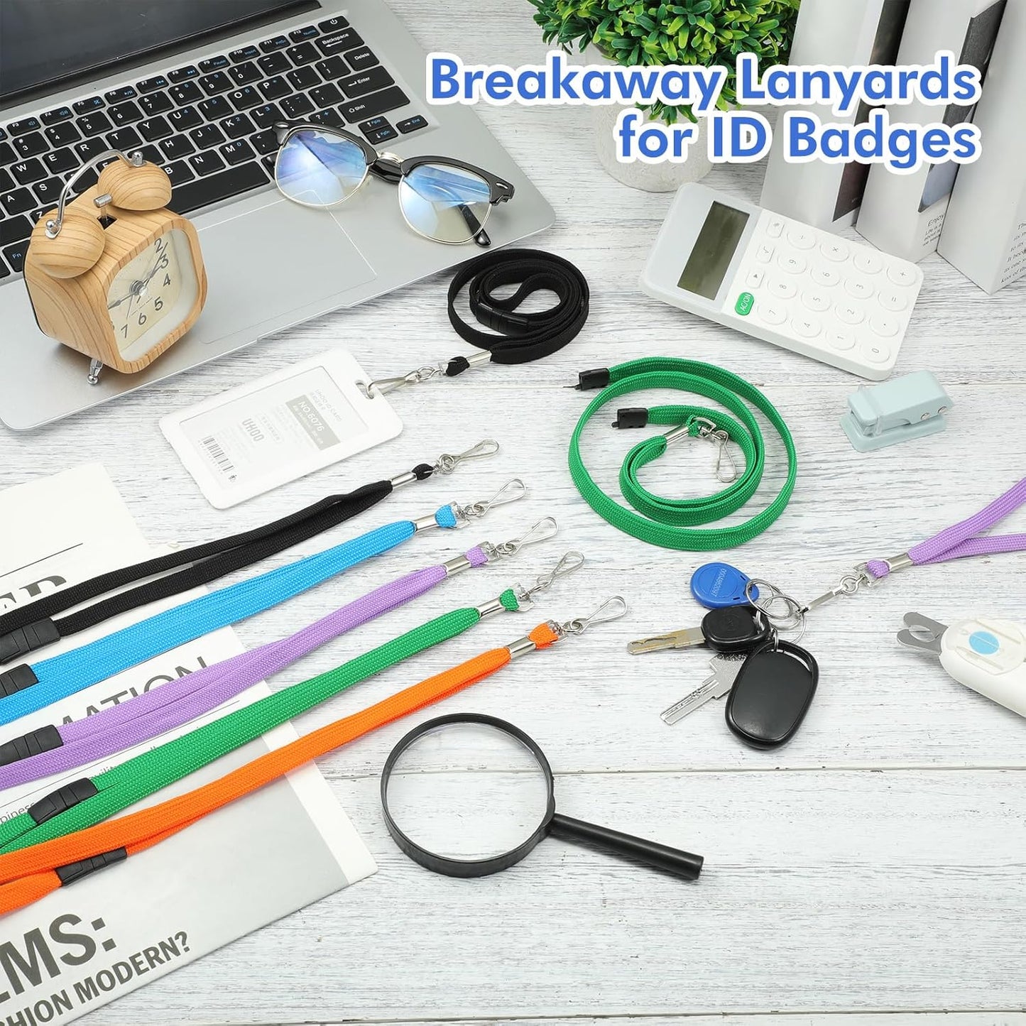 Windyun Breakaway Lanyards for ID Badges Bulk Lanyards Strap with J Hook Flat Lanyards School and Office Supplies