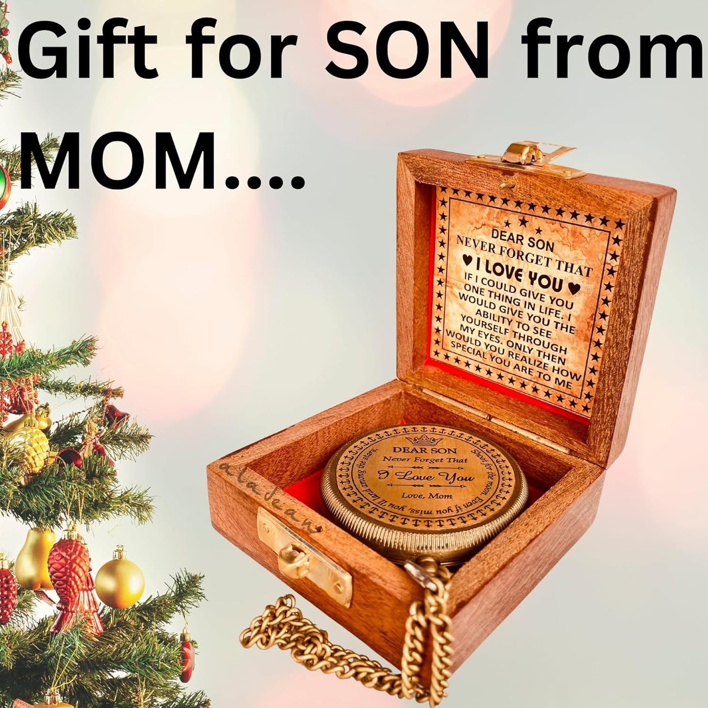 Gift for Son from Mom Dad | Engraved Compass 2" - Father to Son Gifts, Mom to Son Gifts for Graduation 2025, Birthday Baptism Confirmation Communion