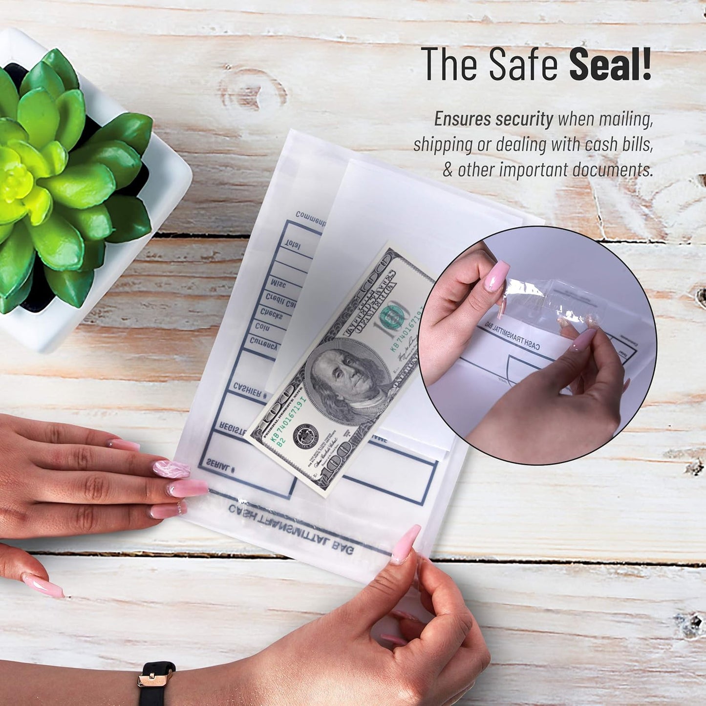 Tamper Proof Bank Deposit Bags - Self-Adhesive Seal, Write-On Surface, 6"x9" Clear Plastic Cash Envelopes | Pack of 500