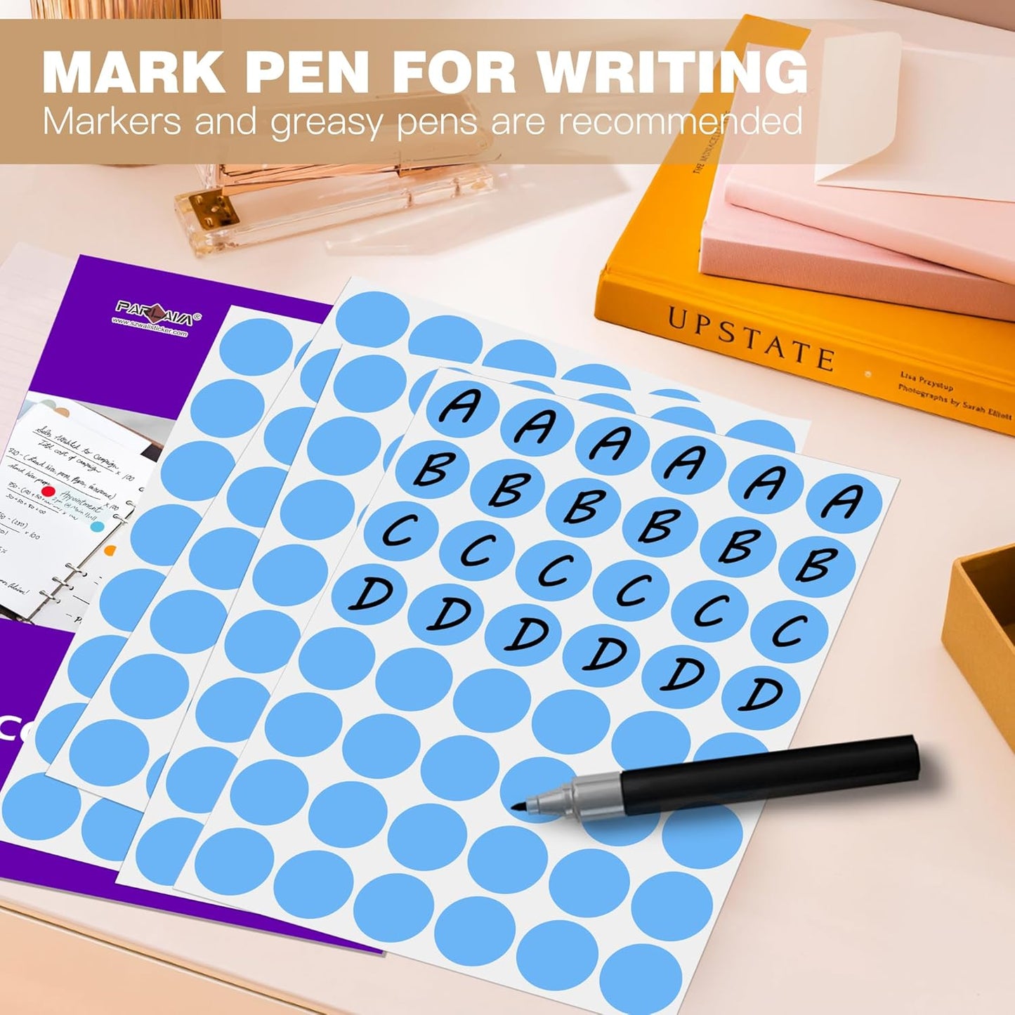 PARLAIM 1 inch Round Sky-Blue Dot Sticker,720PCS Permanent Adhesive Color Code Circle Sticker Labels for Office Classroom Garage Sale