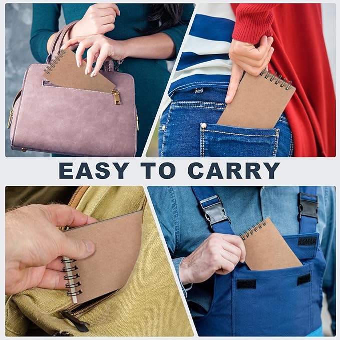 Tenceur 54 Pcs Mini Spiral Notebook 3" x 5" Top Bound Small Spiral Notepads Pocket Notebook Spiral Memo Pads 120 Pages Sketchbook College Ruled Journals for Kids Home Office School (Brown)