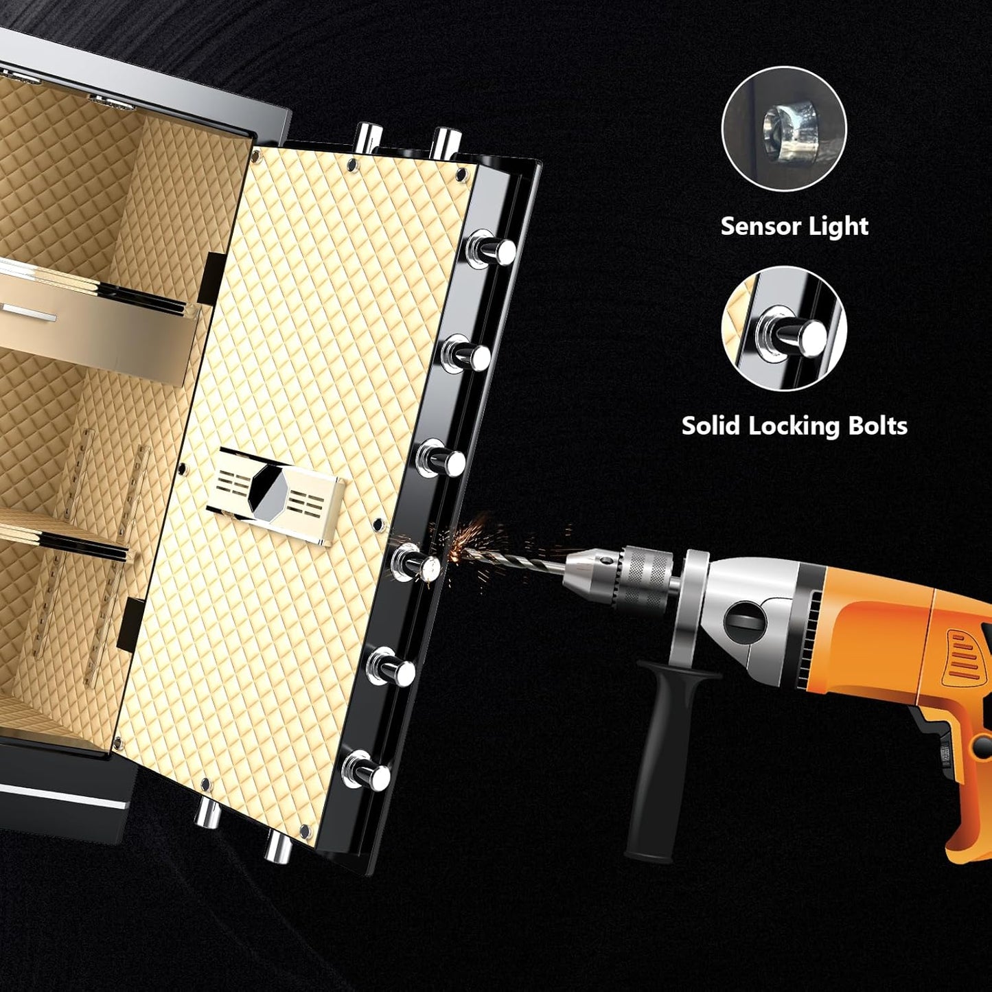 8.1 Cuft Large Home safe,Digital Security Fireproof Safe with Fireproof Waterproof Bag,Personal Document Safe with Programmable Keypad,Built-In Drawers and Removable Dividers for Money Documents