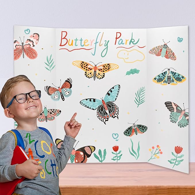 Chell 36" x 48" Large Trifold Poster Board, 4 Pack, White Corrugated Project Boards for Science Fair, School Projects, Event Displays and Business Presentations