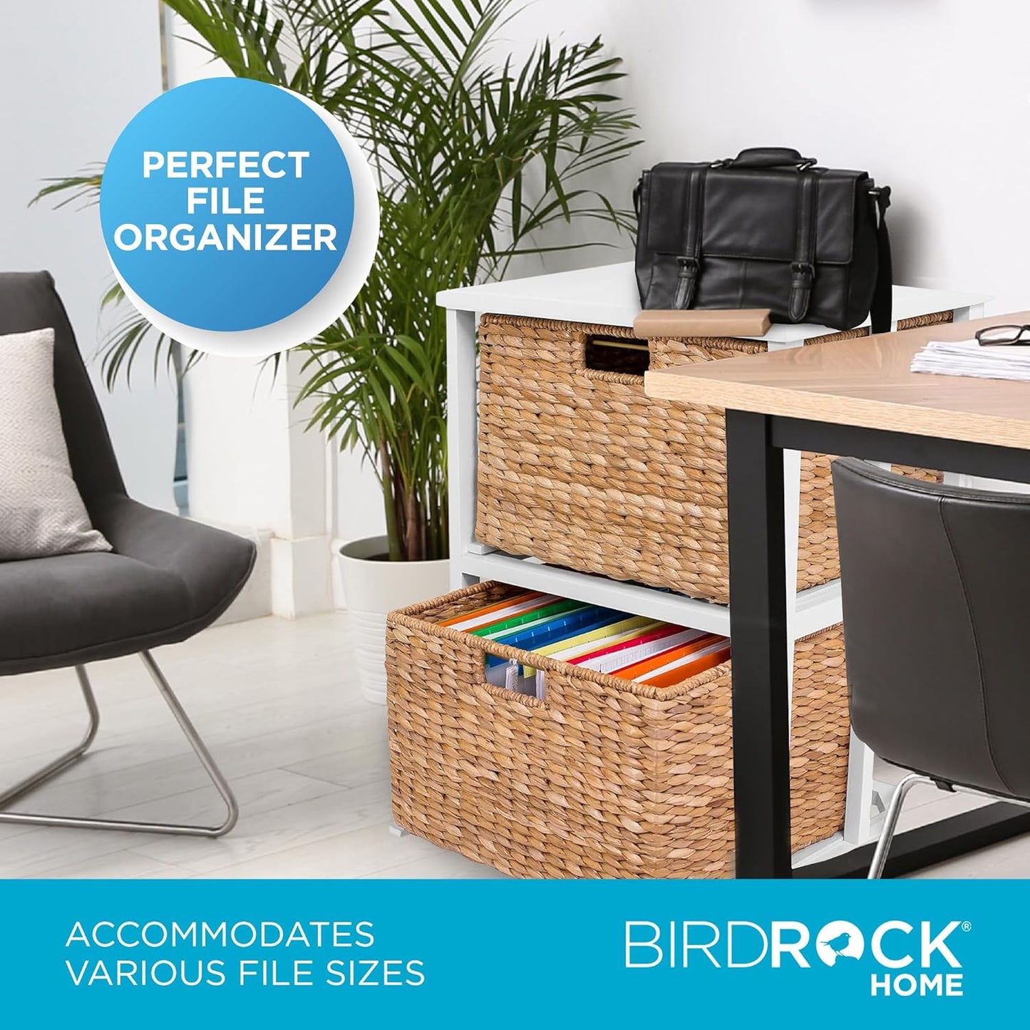 BirdRock Home Havana 2 Tiered file cubby with wood top (Natural)