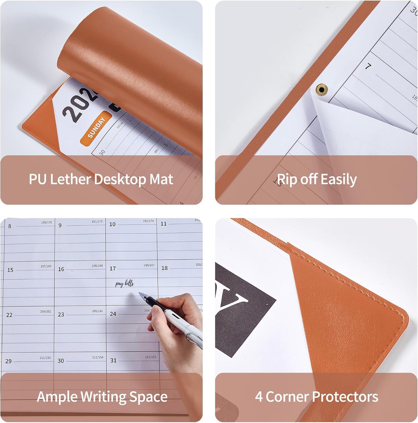 Large Desk Calendar 2025-2026, Calendar with Desk Protecting Pad, Desk Calendar Large 22x17, Runs From July 2025 to December 2026, 18 Months, Big Desktop Calendar for Family Classroom and Office(Brown)