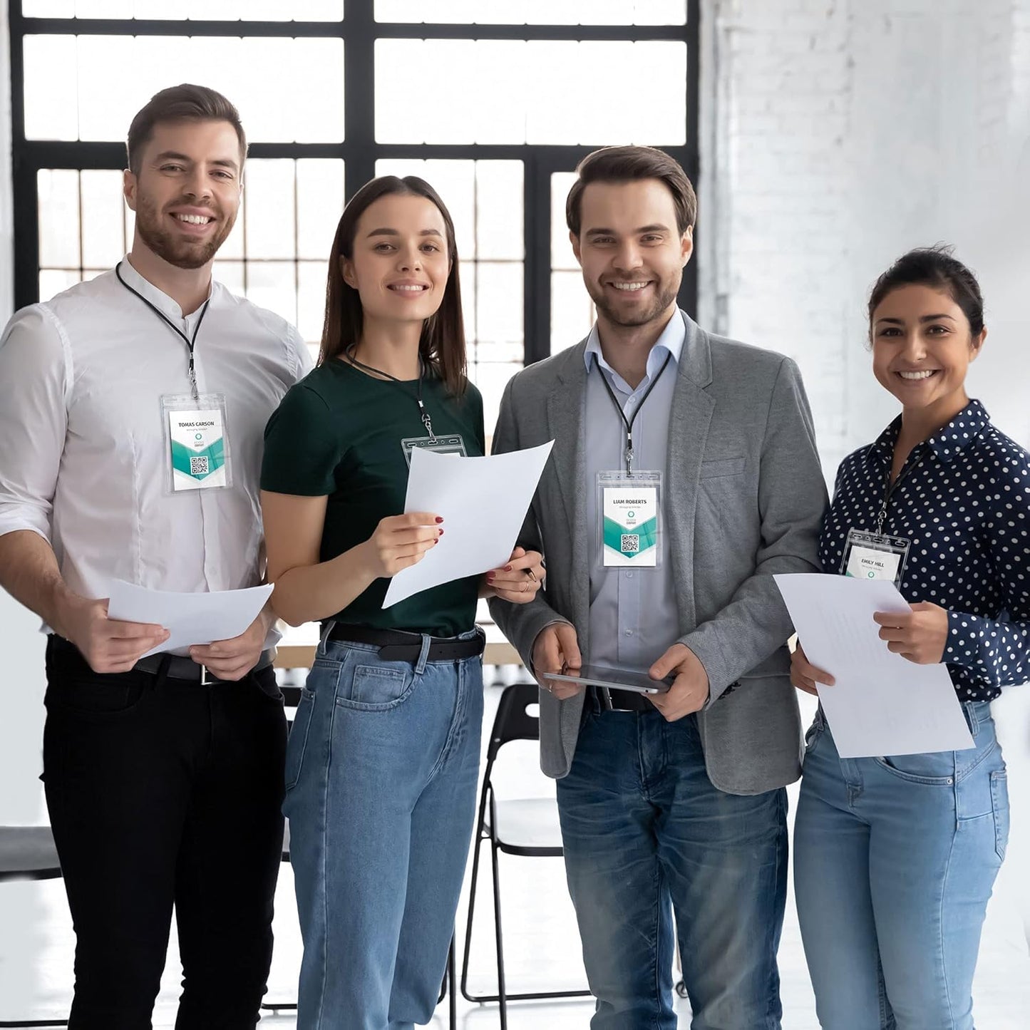 EcoEarth Passport & Identification Card Holders with Soft Edge (Clear, 4x6 Inch, 50 Pack), Extra Large Vertical ID Holder, Zipperless Plastic Name Badge Holders