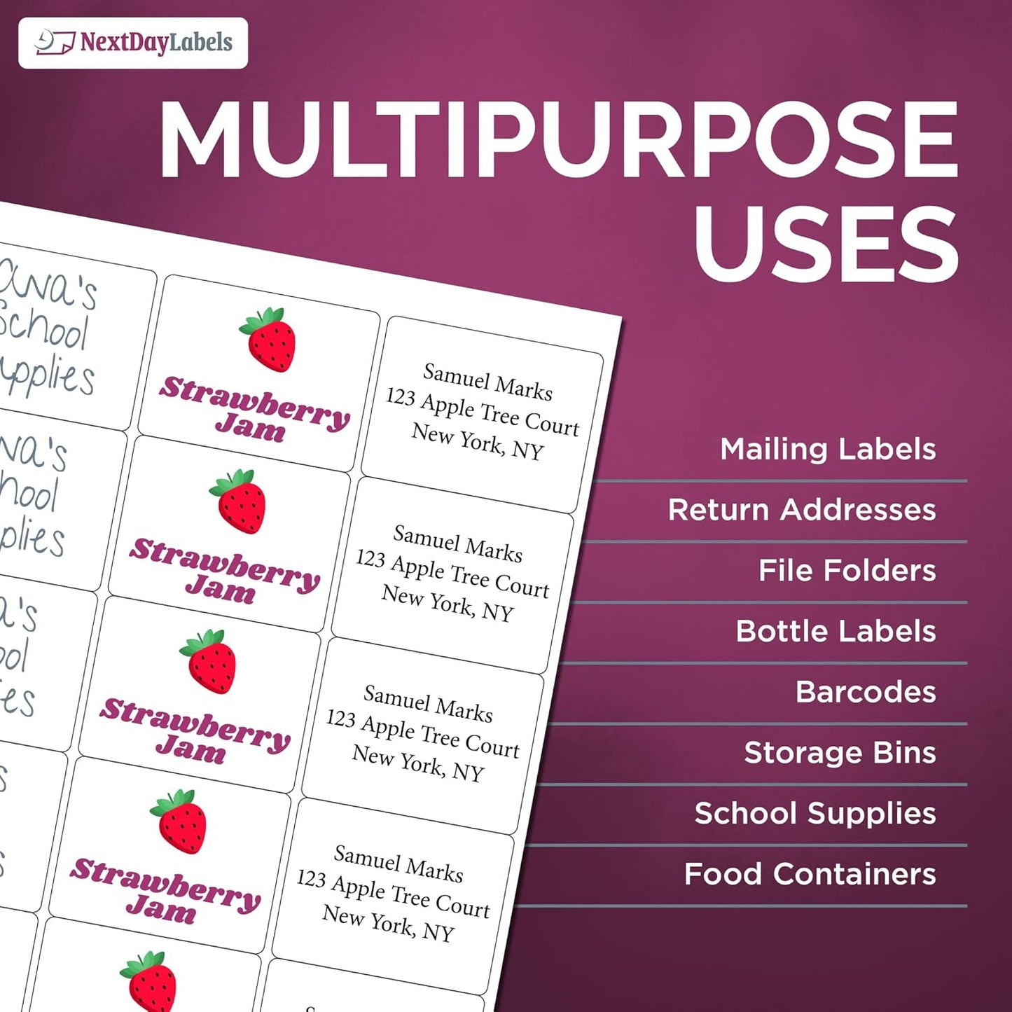 NextDayLabels – 2"-11/16 x 2 Rectangular Sticker Labels for Printer - White Laser/Inkjet Printer Labels Return Address Labels Shipping Label Stickers (500 Sheets, 15 Per Sheet, 7500 Labels)