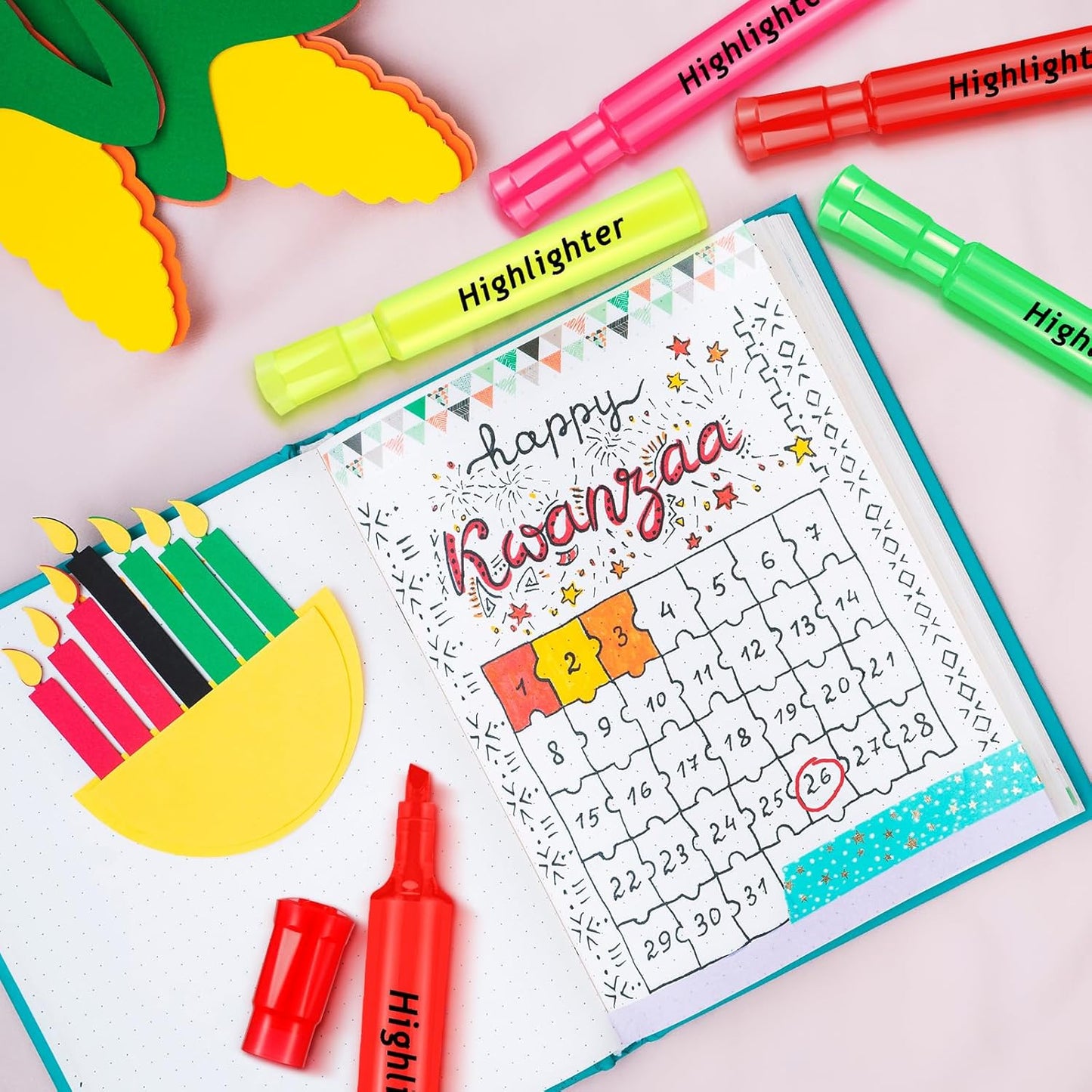 Qilery 24 Pack Tank Style Highlighters Chisel Tip Highlighters Bulk Colored Markers for Adult Coloring, Home Office Supplie(Red)