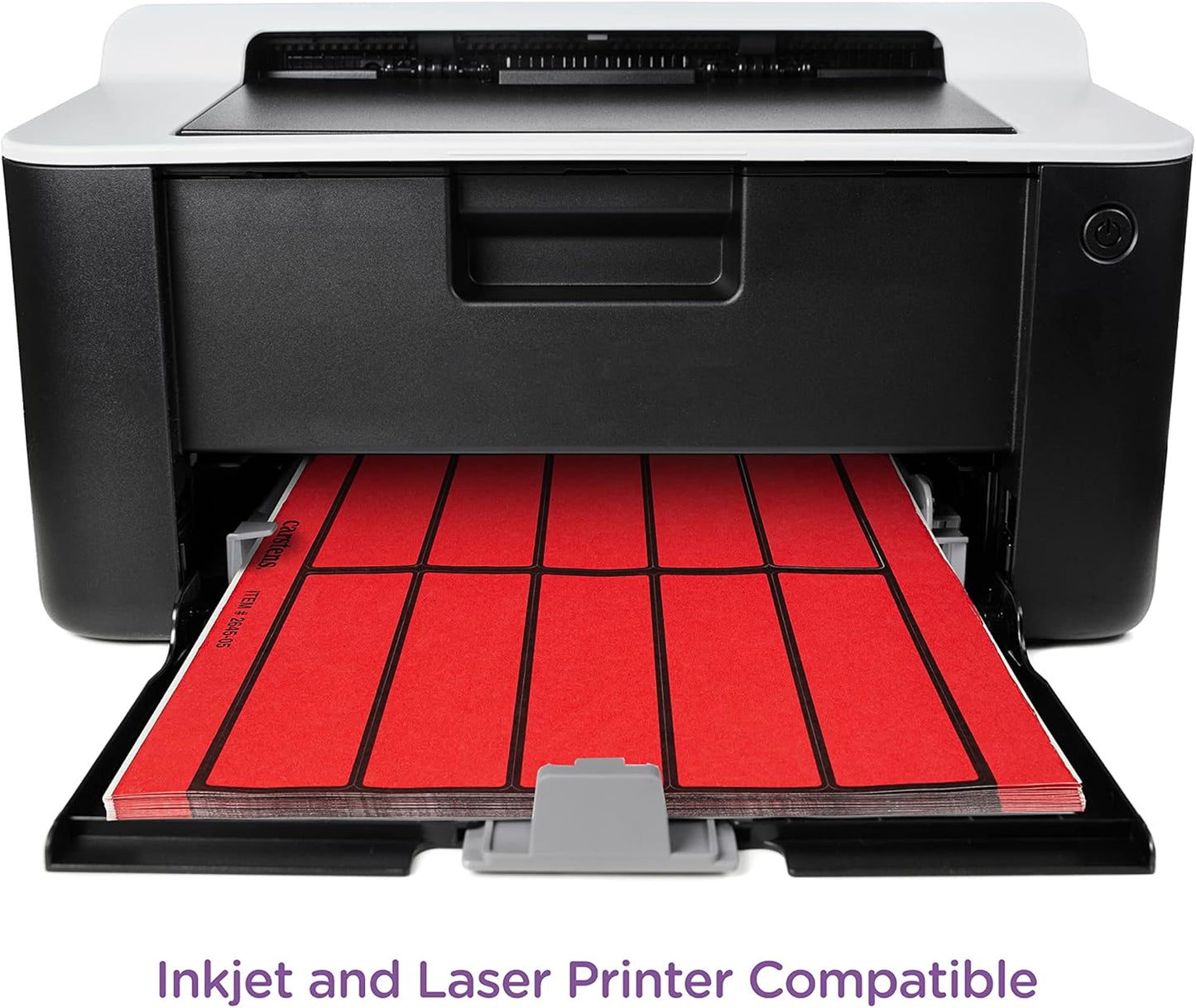 Carstens Adhesive Binder Labels, 5 3/8” x 1 3/8”, Stickers for 1.5” – 4” Ring Binder Spines, Inkjet and Laser Printer Compatible, Red, 20 Sheets, 10 Labels Per Sheet
