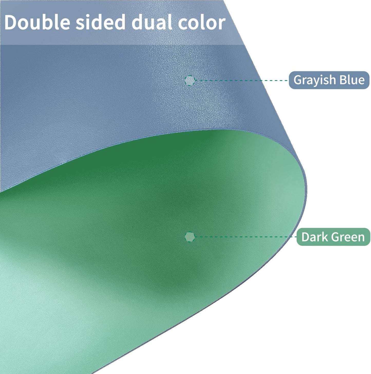 Leather Table Cover,1.8mm Thick,24x48 Inch Desk Cover,Large Desk Mat,Table Protector,Table Cover Protector,Coffee Table Protector,Table Protector Mat(Grayish Blue+Dark Green,24x48)