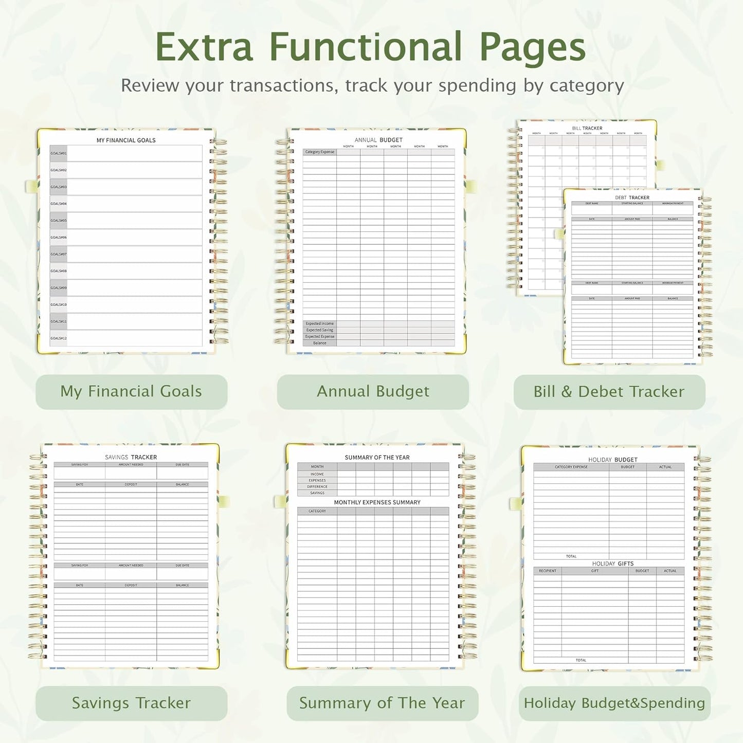 Ospelelf Large Budget Planner with Clipboard Undated Weekly Monthly Account Financial Planners Book with Stickers 12 Months 8.5"x11" Productivity Aesthetic Journey Yellow Floral