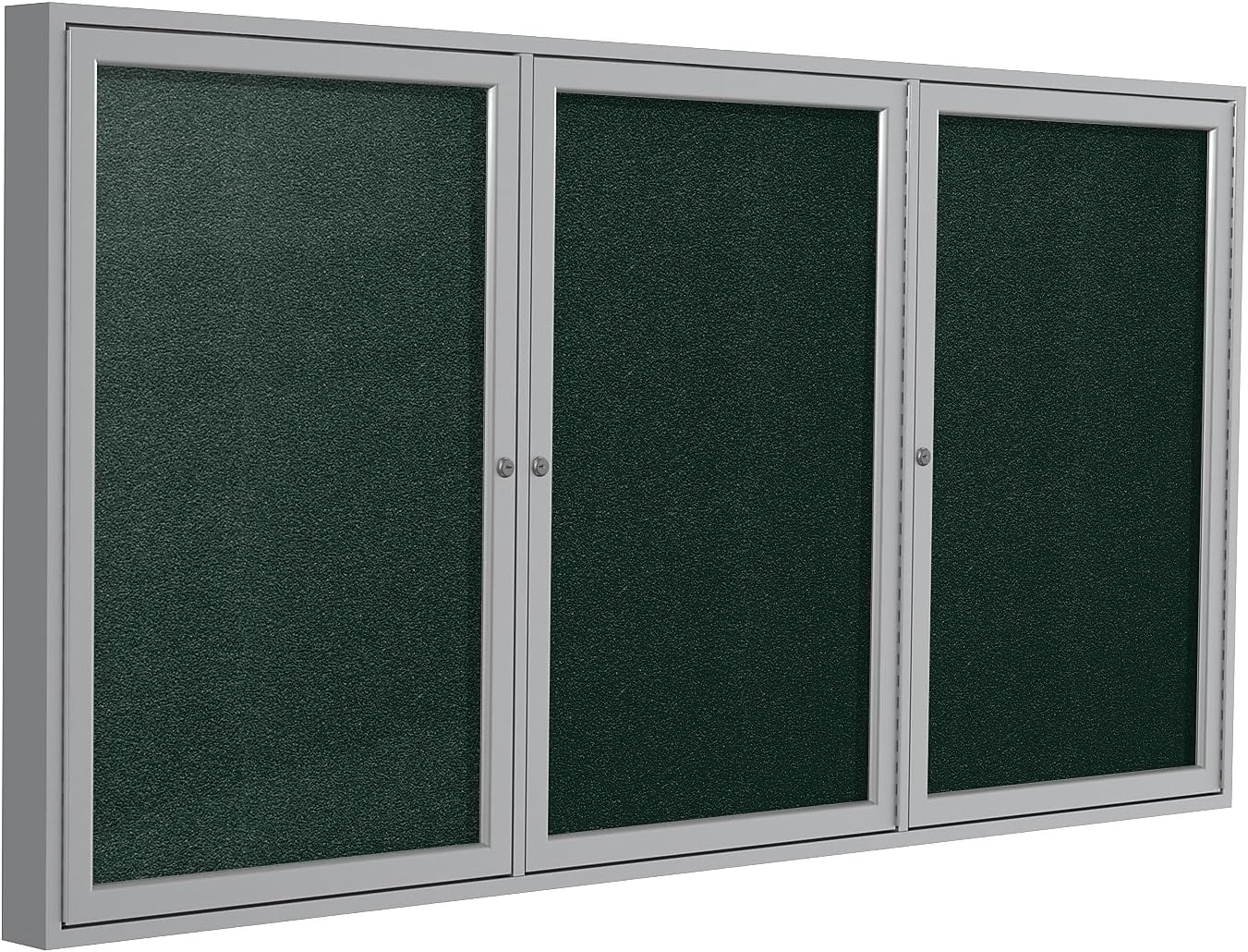 Ghent 48"x72" 3-Door Outdoor Enclosed Vinyl Bulletin Board, Shatter Resistant, with Lock, Satin Aluminum Frame - Ebony (PA34872VX-183), Made in the USA