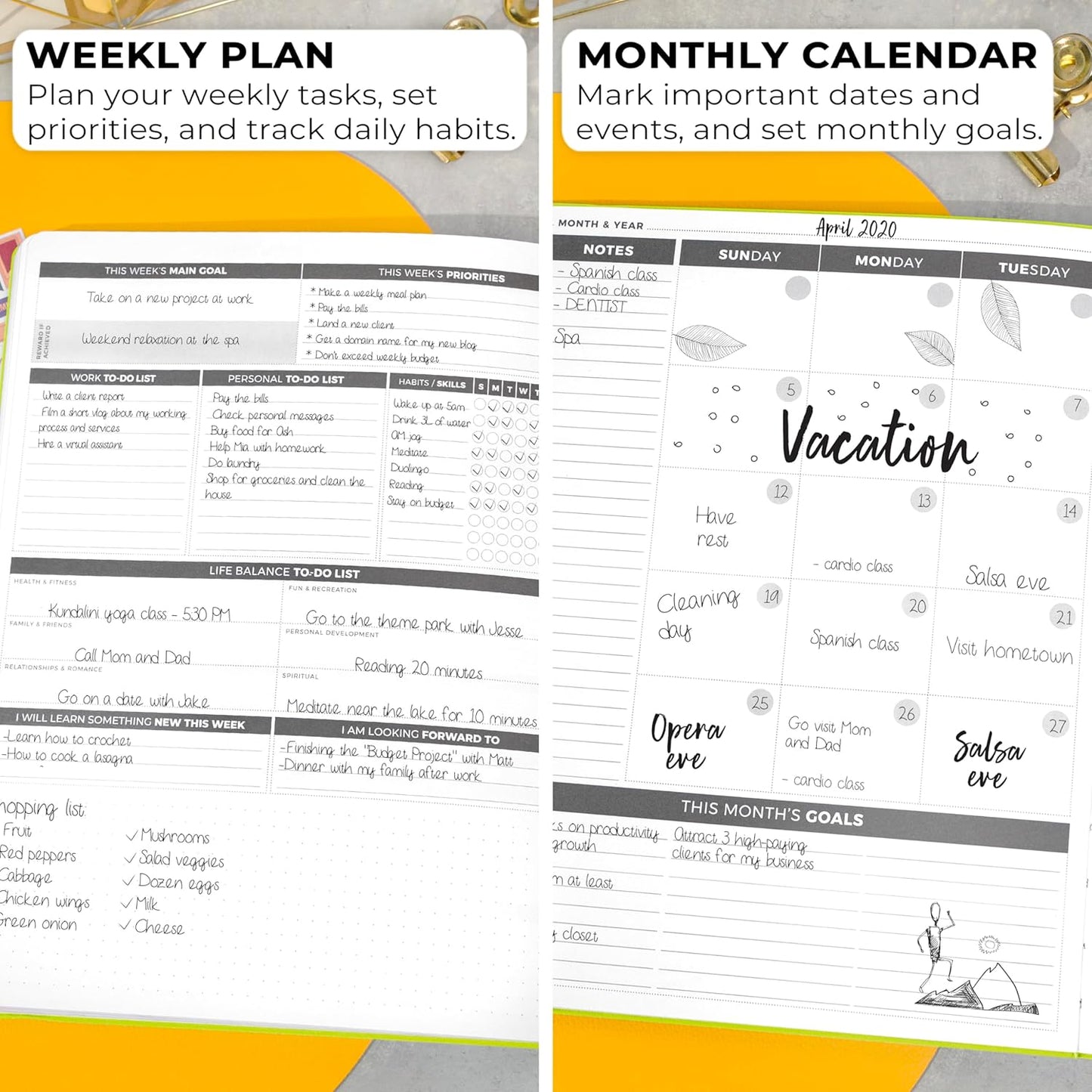 Clever Fox Planner Daily PRO - 8.5 x 11" A4 Size Daily Life Planner and Gratitude Journal to Increase Productivity, Time Management and Hit Your Goals - Undated - Lasts 3 Months (Lime Green)