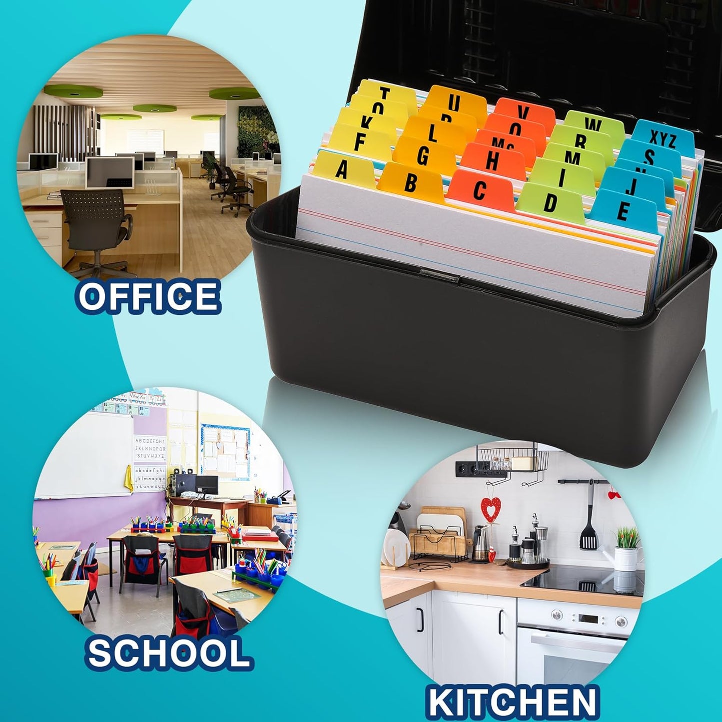 Chell 3x5 Plastic Index Card Dividers, Heavyweight Poly Index Card Guides A-Z for Flash Cards and Recipe Cards, with Alphabetical/Blank Stickers, Pack of 50