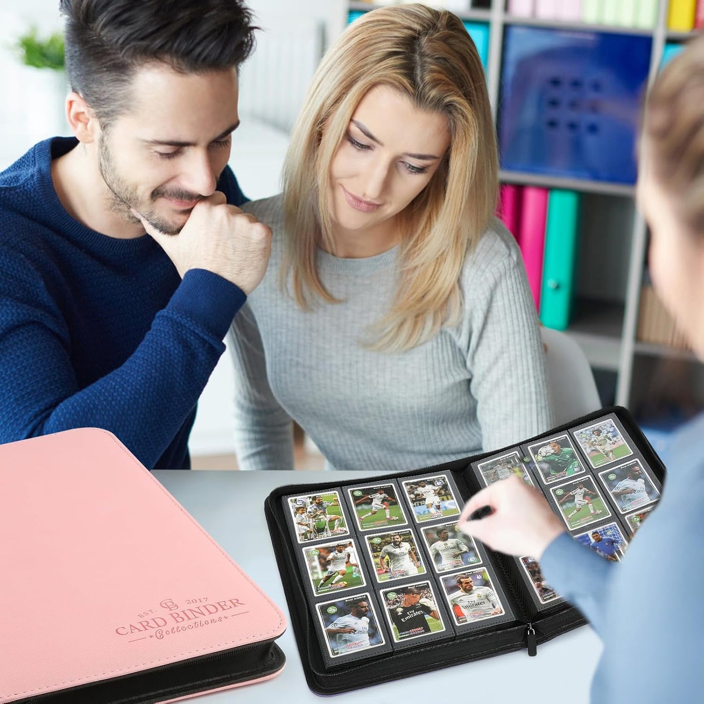 9 Pockets Card Binder,Premium Zip Trading Card Binder,540 Double Sided Pocket PU Collection Binder, Collector Album, Card Folder for MTG, TCG, Business Cards.(Pink)