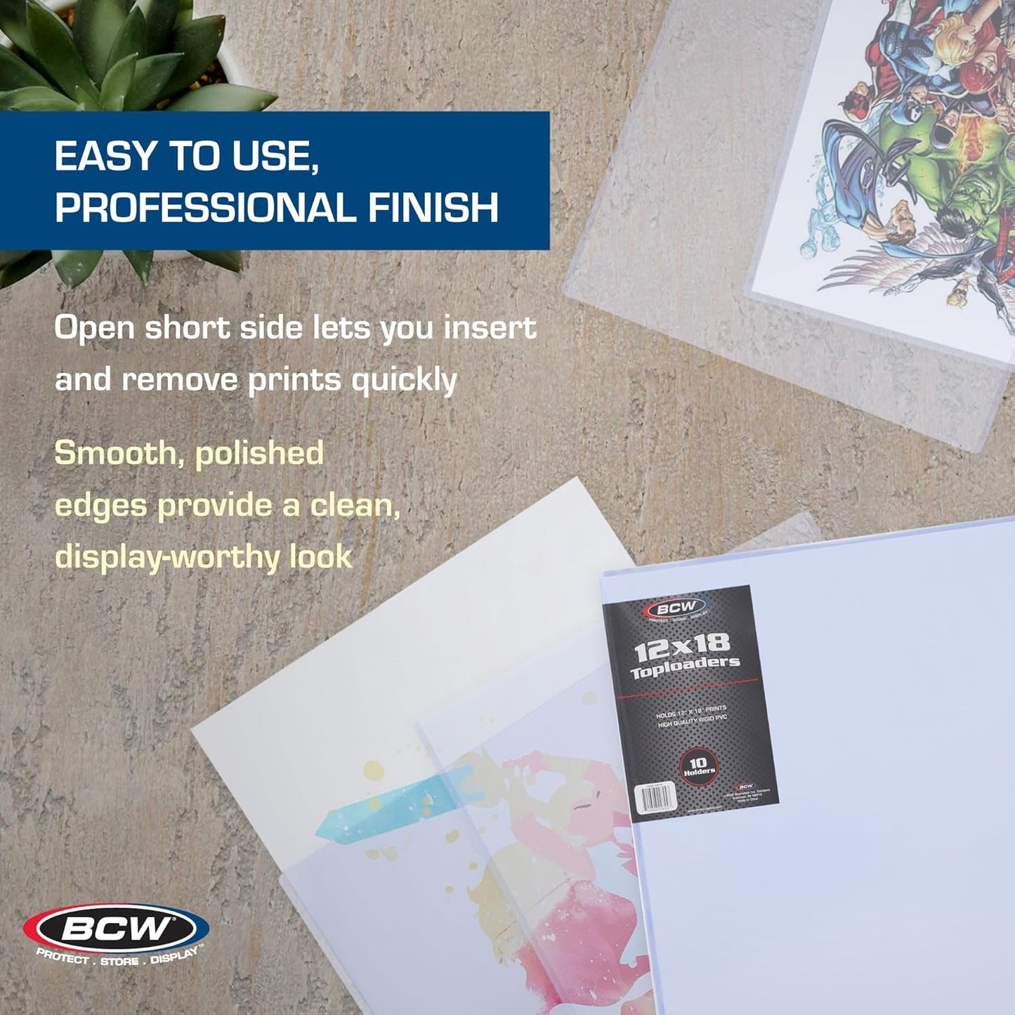 BCW 12x18 Topload Holder - 10ct | Rigid Plastic Protection for 12x18 Lithographs, Posters, Prints | Durable Clear Sleeves for Photos, Artwork, Documents | Safe Storage and Display