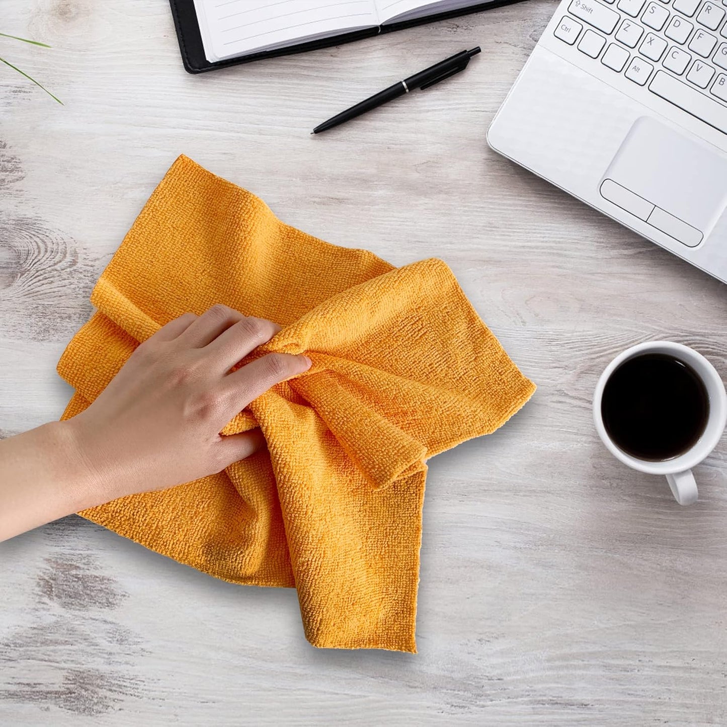 Reusable Microfiber Wipes, 50 Packs, Size 14 inches x 14 inches (Orange)