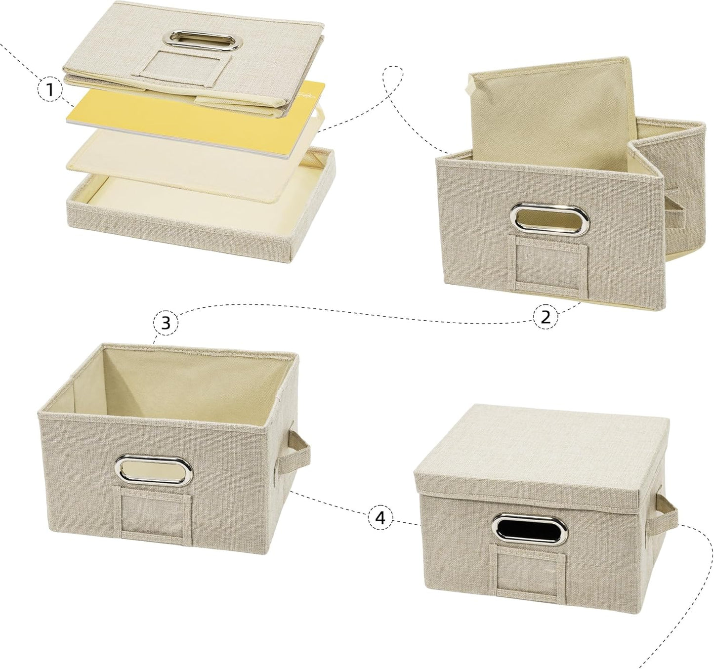 Greeting Card Organizer and Storage Box with 20 Pcs Adjustable Dividers, Storing Cards with 84 Pcs Labels Perfect for Storing Greeting Cards, Envelopes, Photos 2 Pack Beige