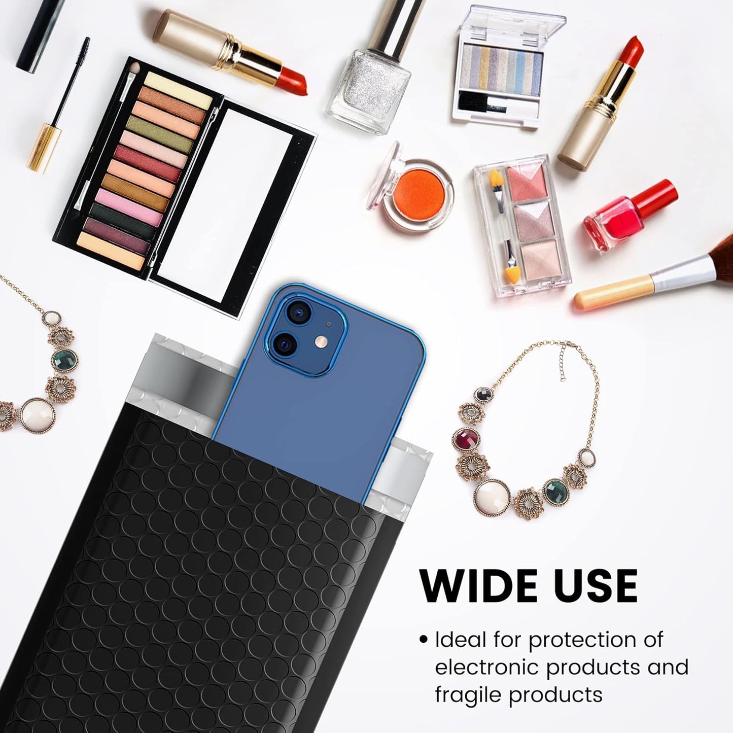 Fuxury Bubble Mailers 4x8 Inch 500 Pack Padded Envelopes Usable Size 4x7" Thick Mailing Envelopes Bubble Opaque Padded Mailers Shipping Bags for Mailing Jewelry Makeup Small Business Black