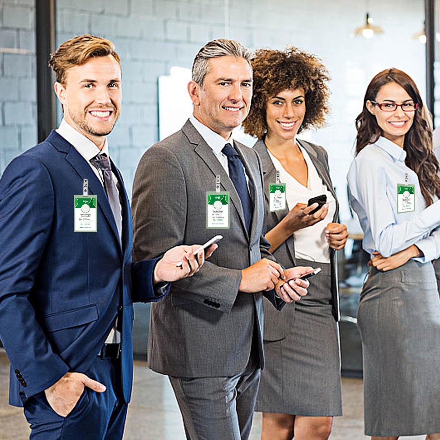 Happy Trees 300pc Metal Badge Clips with Strap Clear ID Strap Clip Adapter