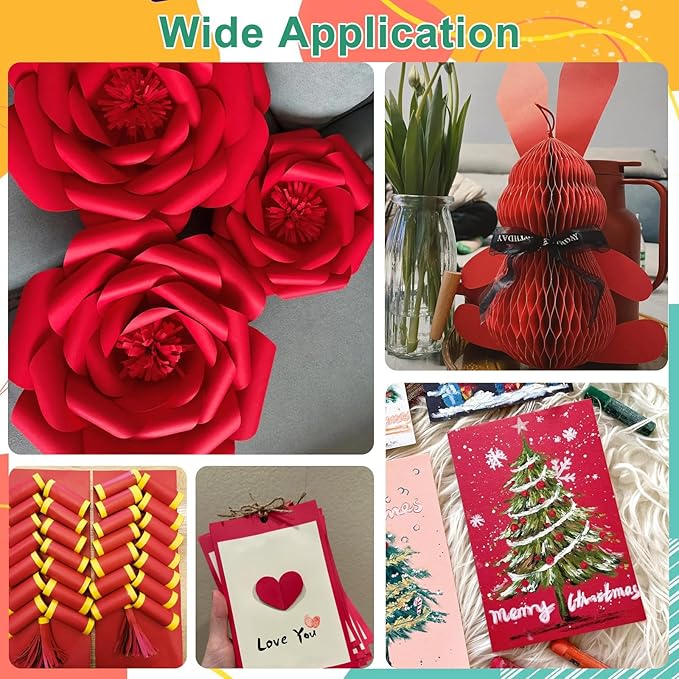 OcePor 50 Sheets Valentine's Day Red Cardstock Paper, Colored Printer Paper 8.5 x 11, Card Stock Thick Construction for Craft,Scrapbook，Office Printing, Invitations, Certificates，92 lb/250gsm