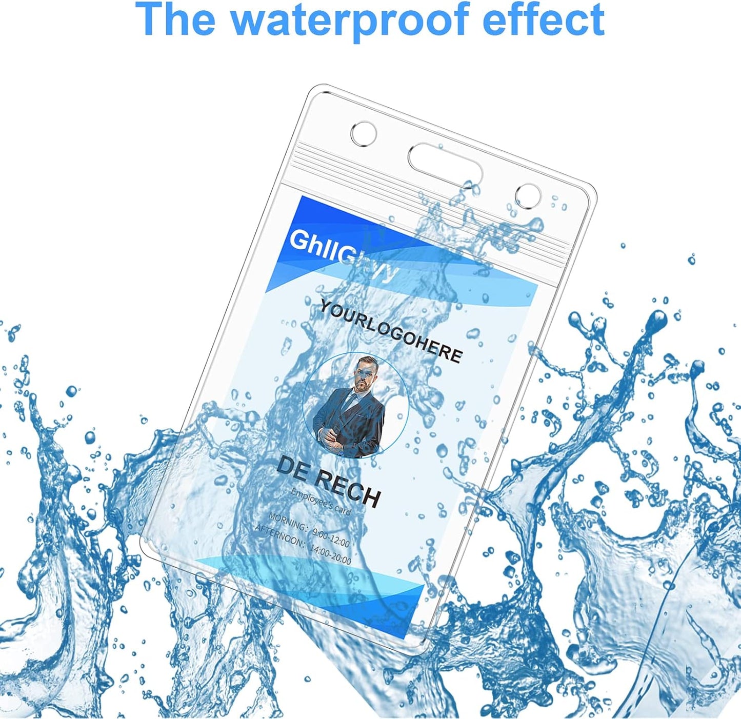 50 Pack Extra Thick Name Badge Holders, Heavy Duty & Sealable Waterproof Vertical ID Badge Holders, Durable Clear PVC Plastic Badge Sleeve for Credit Card/Shcool Work Badge/Room Key/RFID