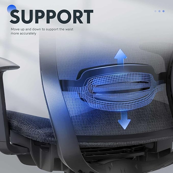 FLEXISPOT OC3 Air Ergonomic Office Chair with Footrest, High Back Computer Chair with Adjustable Lumbar Support/3D Headrest, Desk Chairs for Home Office Gaming Working, Black,Mesh Seat,Air-F