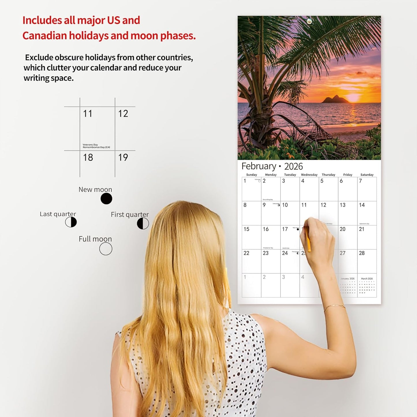 2026 Wall Calendar,Calendar 2026, July 2025 - December 2026, Wall Calendar Wild & Scenic Hawaii, 12" x 24" Opened,Full Page Months Thick & Sturdy Paper for Calendar Organizing & Planning