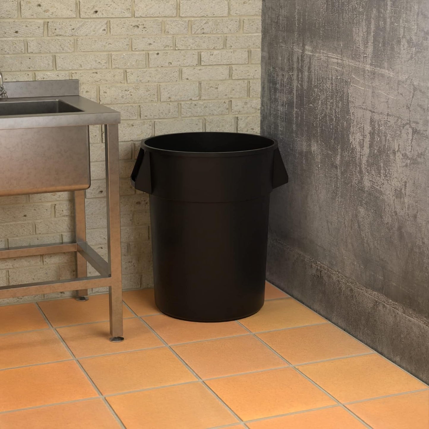 55 Gallon Black Round Commercial Trash Can
