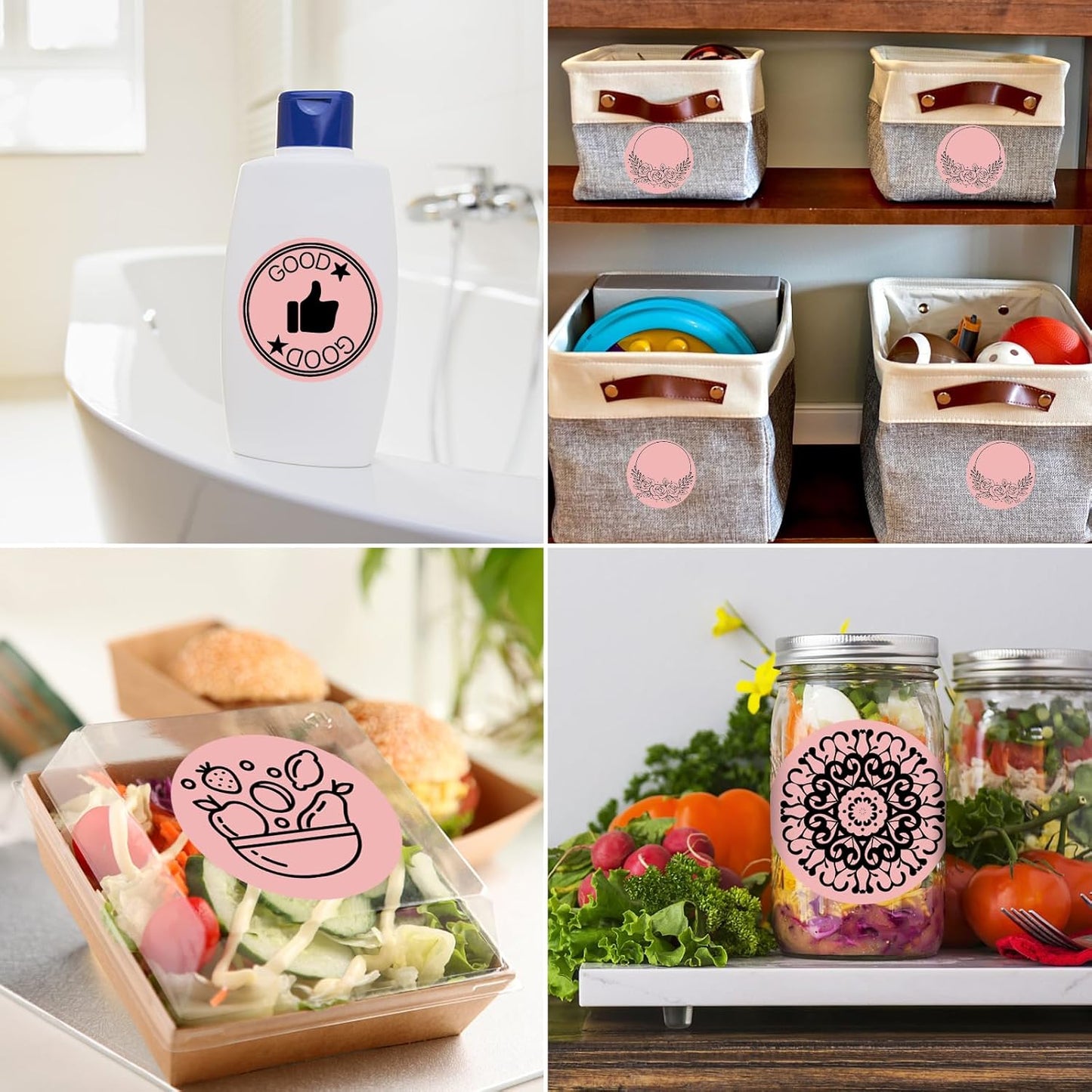 MFLABEL 750-Pack Pink Round Labels (2 Inch) - Thermal Printer Sticker Rolls for Shipping, Organizing, Crafts & DIY (Compatible w/Direct Thermal Printers)