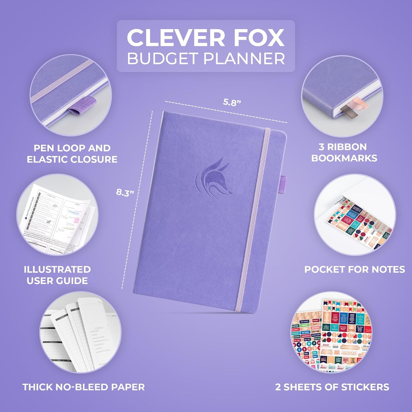 Clever Fox Budget Planner - Expense Tracker Notebook. Monthly Budgeting Organizer, Finance Logbook & Accounts Book, Bill Tracker, A5 (Lavender)