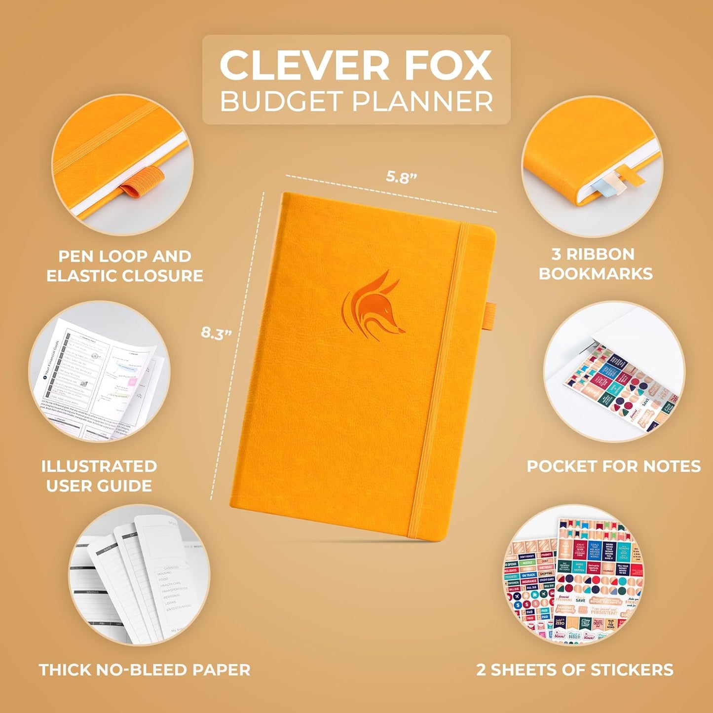 Clever Fox Budget Planner - Expense Tracker Notebook. Monthly Budgeting Organizer, Finance Logbook & Accounts Book, Bill Tracker, A5 (Yellow)