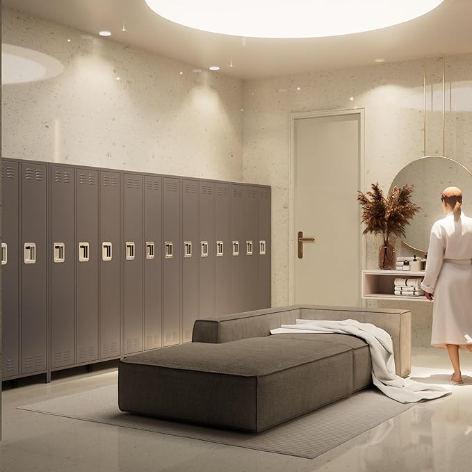 Metal Storage Locker with 3 Doors,Metal Locker for Employees with 9 Hooks for School Garage Office Gym Home,Assembly Required,Dark Grey