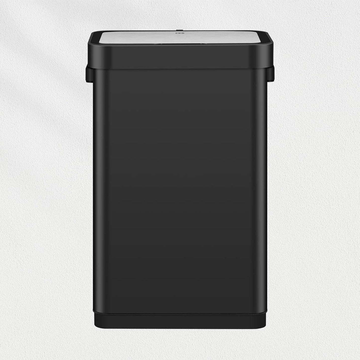 EKO Deluxe Mirage-T 50 Liter / 13.2 Gallon Touchless Rectangular Motion Sensor Trash Can, Matte Black Stainless Steel Finish