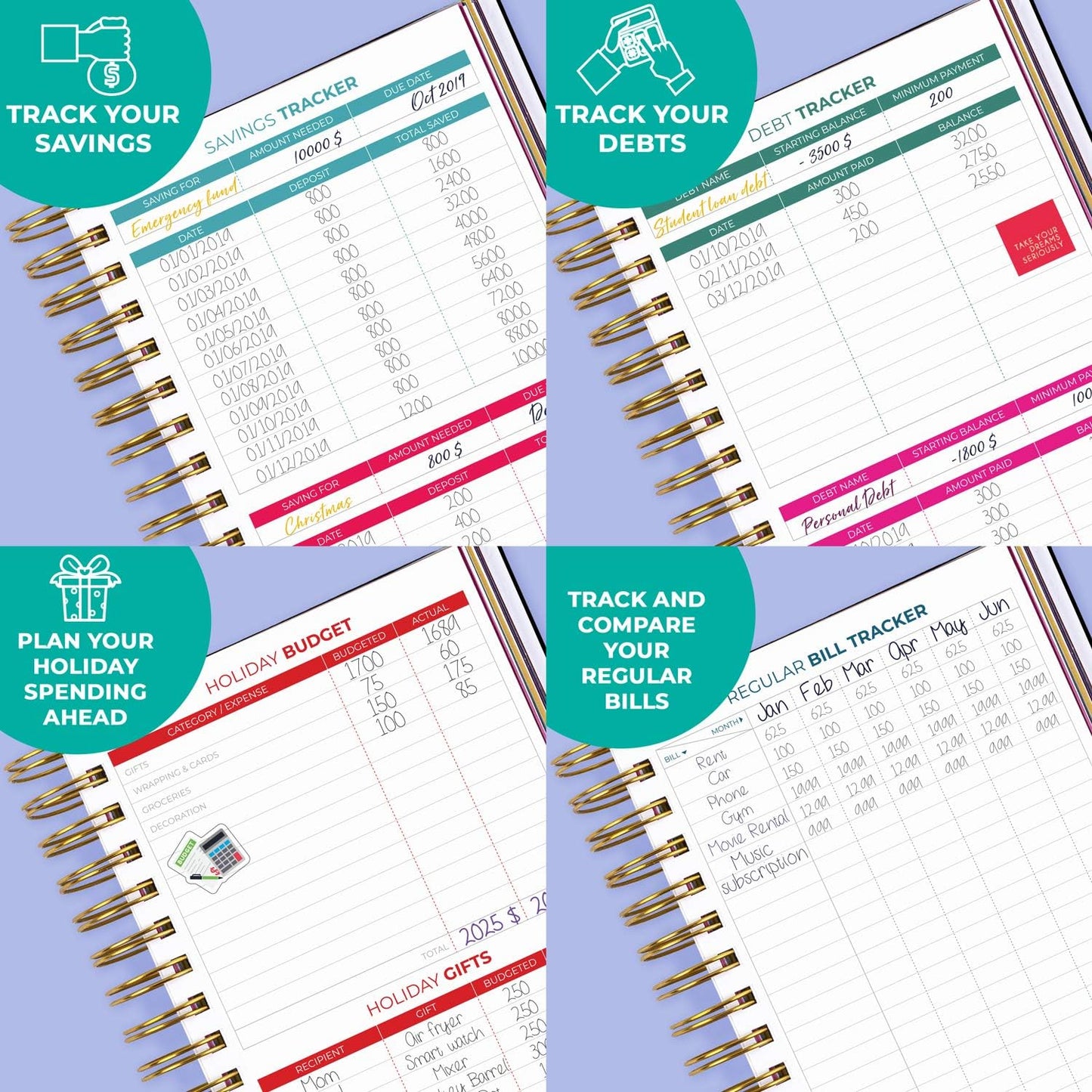 Clever Fox Budget Planner & Monthly Bill Organizer With Pockets. Expense Tracker, Budgeting Journal & Financial Book. Medium, 5.1x8.2" (Black)