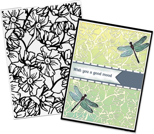 ALIBBON Spring Flower Background Plastic Embossing Folders for Card Making, Floral Background Embossing Folders for DIY Scrapbooking, Flowers Folders for Paper Craft Photo Album Decorations