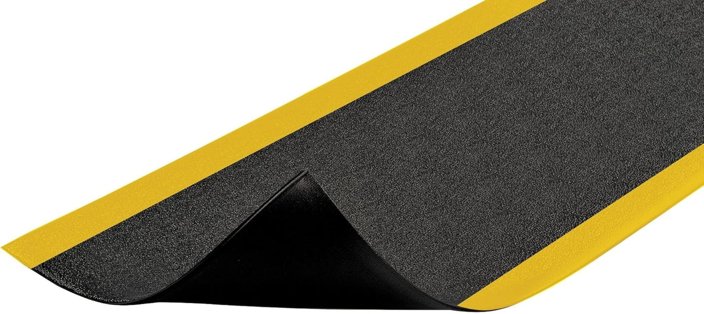 Notrax 411 Sof-Tred™ 2' x 3' x 3/8" Anti Fatigue Mat, Enhanced Slip Resistance with Beveled Edges and Pebbled Surface, Ideal for Industrial and Commercial Workplaces, Black/Yellow, 411S0323BY