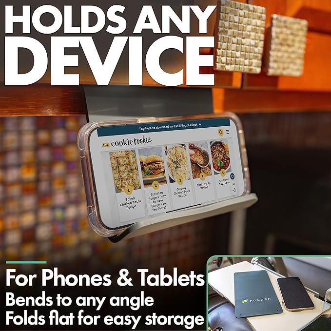 FoldenAirplane Phone Holder, Flexible Cell Phone Holder, Folding Cellphone Stand for Desk, Bed, Office, Treadmill - Airplane Gadgets for Long Travel Accessories - Plane Essentials (Silicone)