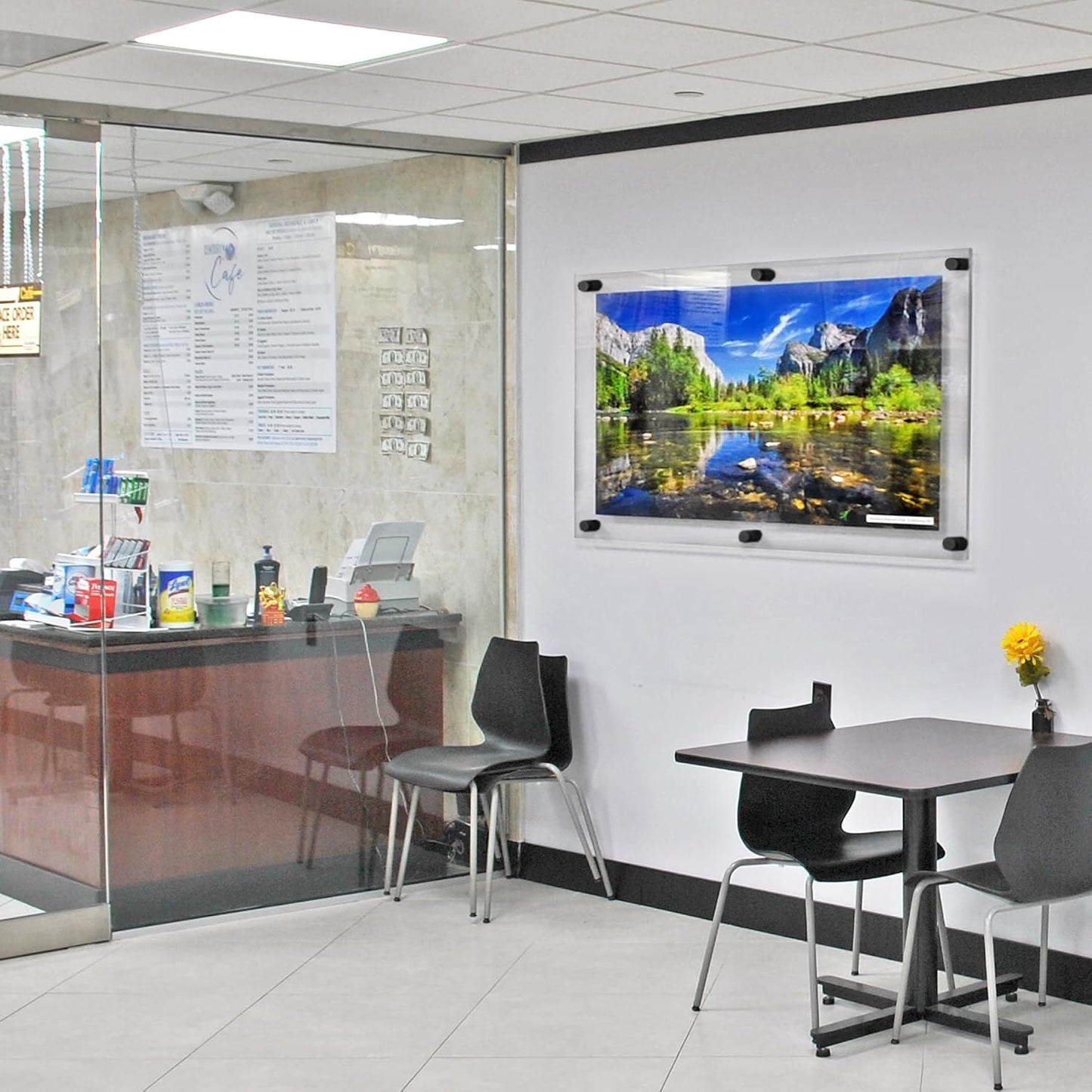 Azar Displays 105536-BLK Acrylic Floating Double Panel Wall Frame,24" x 36" Graphic Size, Overall Frame Size: 28" x 40", Black