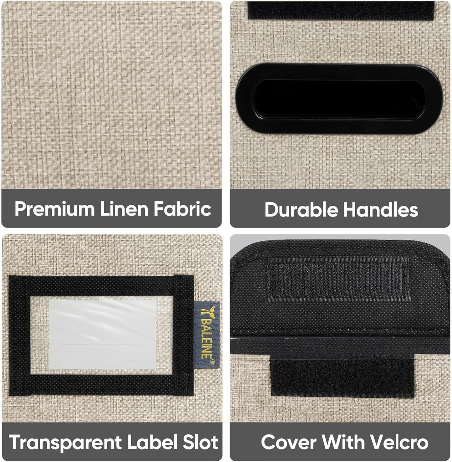 BALEINE File Organizer Box with Lid, Collapsible File Folder Organizer with Plastic Slide, Hanging File Folder Box for Office Document Storage (2 Pack, Beige, S)