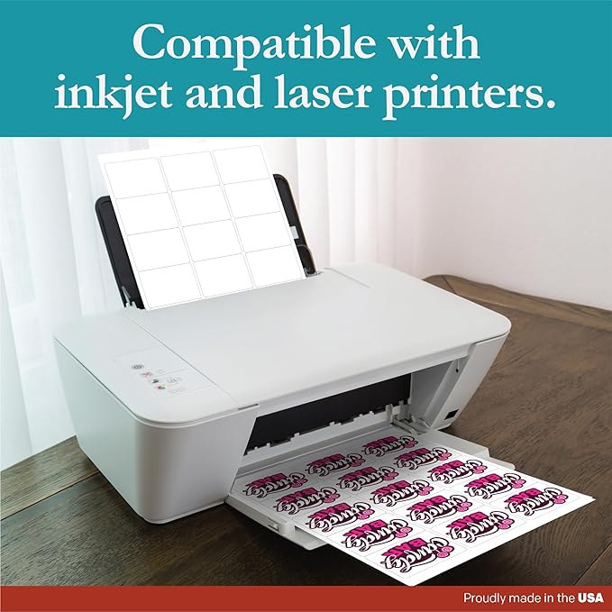 Premium Label Supply White Sticker Labels – 2.625" x 2" – Laser/Inkjet Compatible – (15 per Sheet), 2000 Sheets – 30,000 Total Adhesive Labels