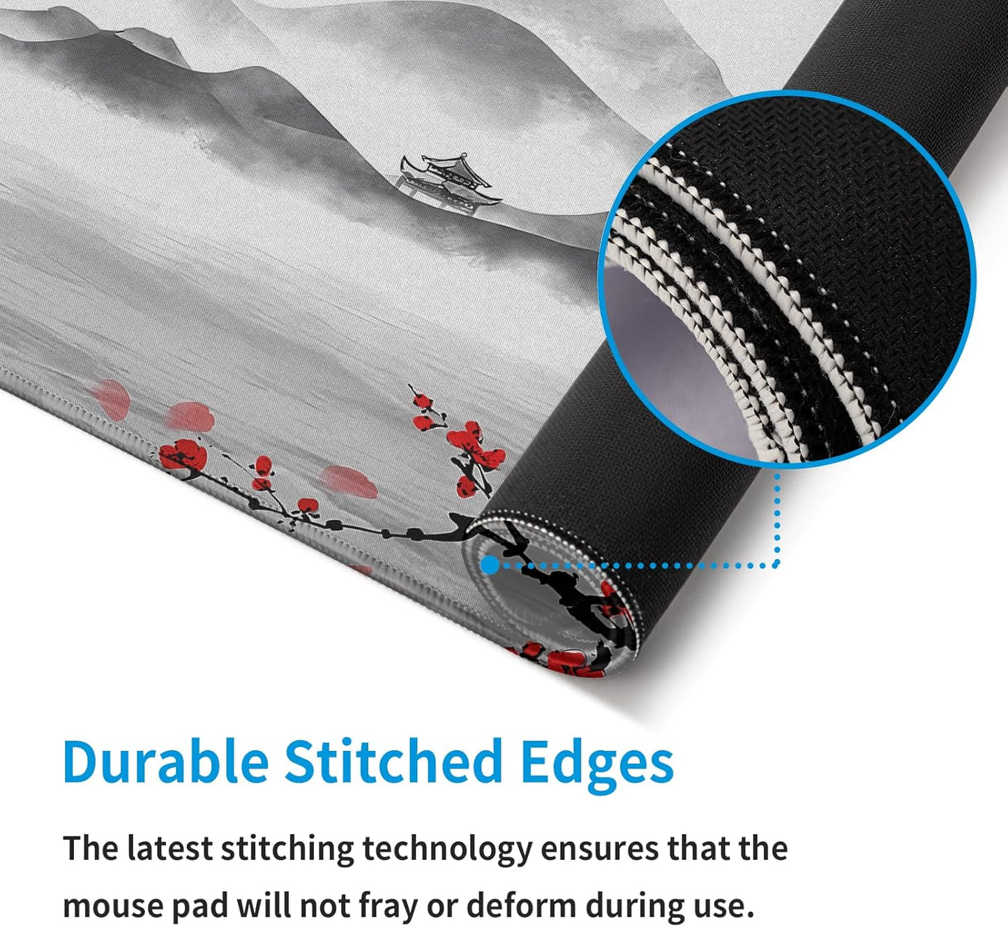 Japanese Cherry Blossom Large Gaming Mouse Pad Sakura Desk Pad Big Mousepad Deskmat Office Decor for Computer 31.5''x11.8'' Desk Organizers and Accessories