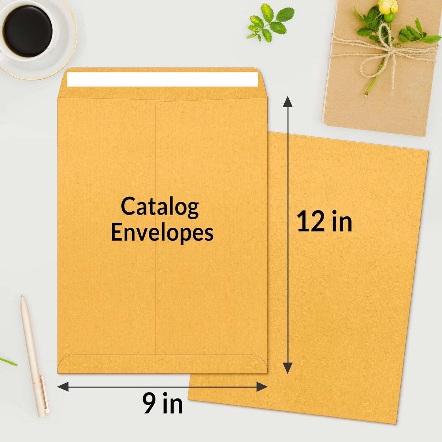 SUNEE 9x12 Envelopes Self-Seal Catalog Mailing Envelopes -250 Count, Ultra Strong Quick-Seal, 9x12 inch Brown Kraft Manila Envelopes Security Envelopes