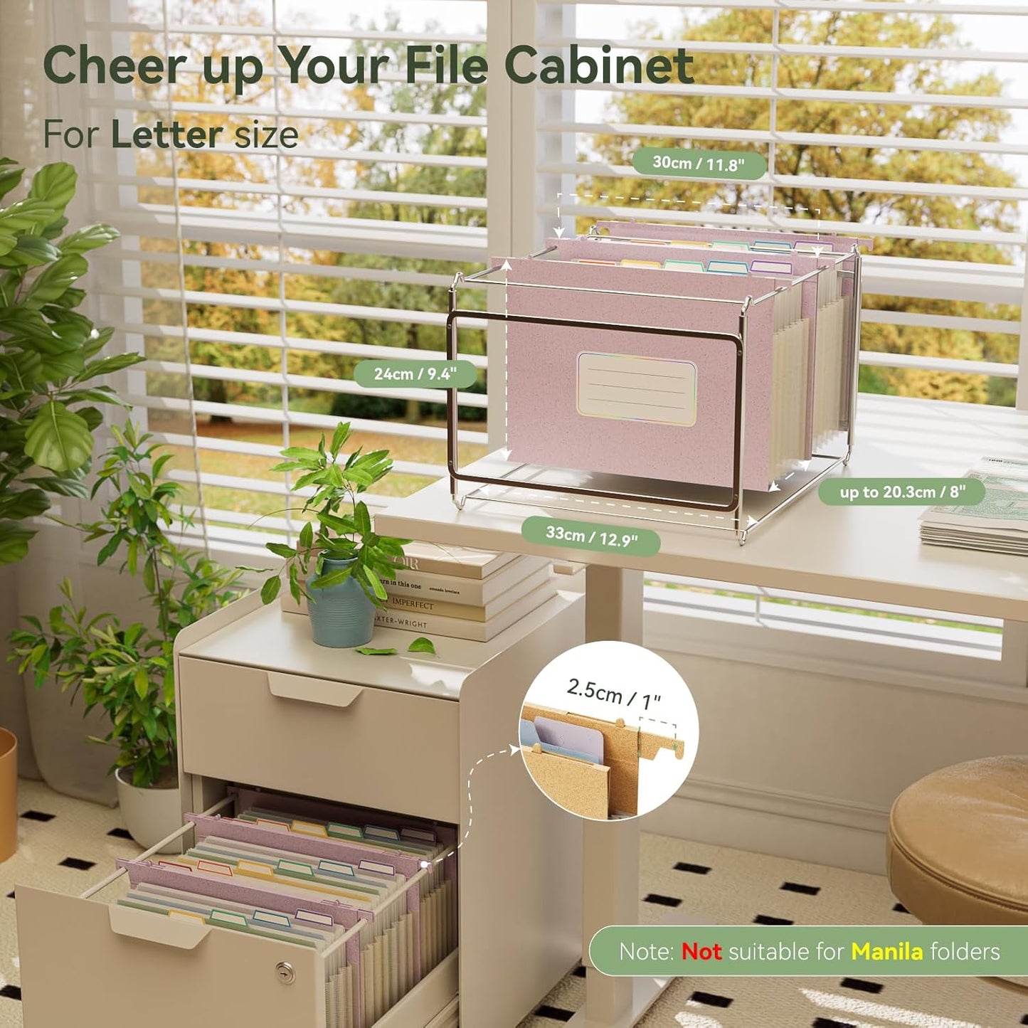 Wheat Straw Expanding Hanging File Folders,1.2" Accordion Pockets,File Organizer,Large Capacity,Letter Size for Filing Cabinet, 100% BPA Free, Return to Nature, Healthy Living-Lavender purple