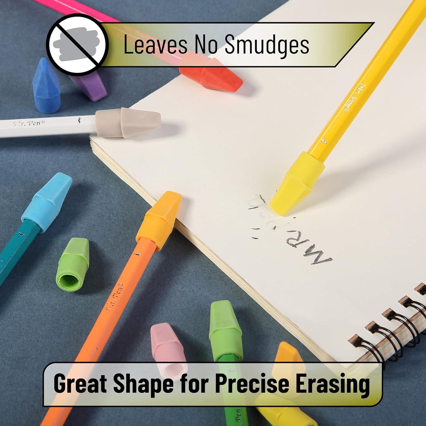 Mr. Pen- Pencil Erasers Toppers, 120 Pack, Colorful, Latex Free, No Smudge, Mr Pen Erasers for Pencils, Pencil Top Erasers, Eraser Caps, Eraser Tops
