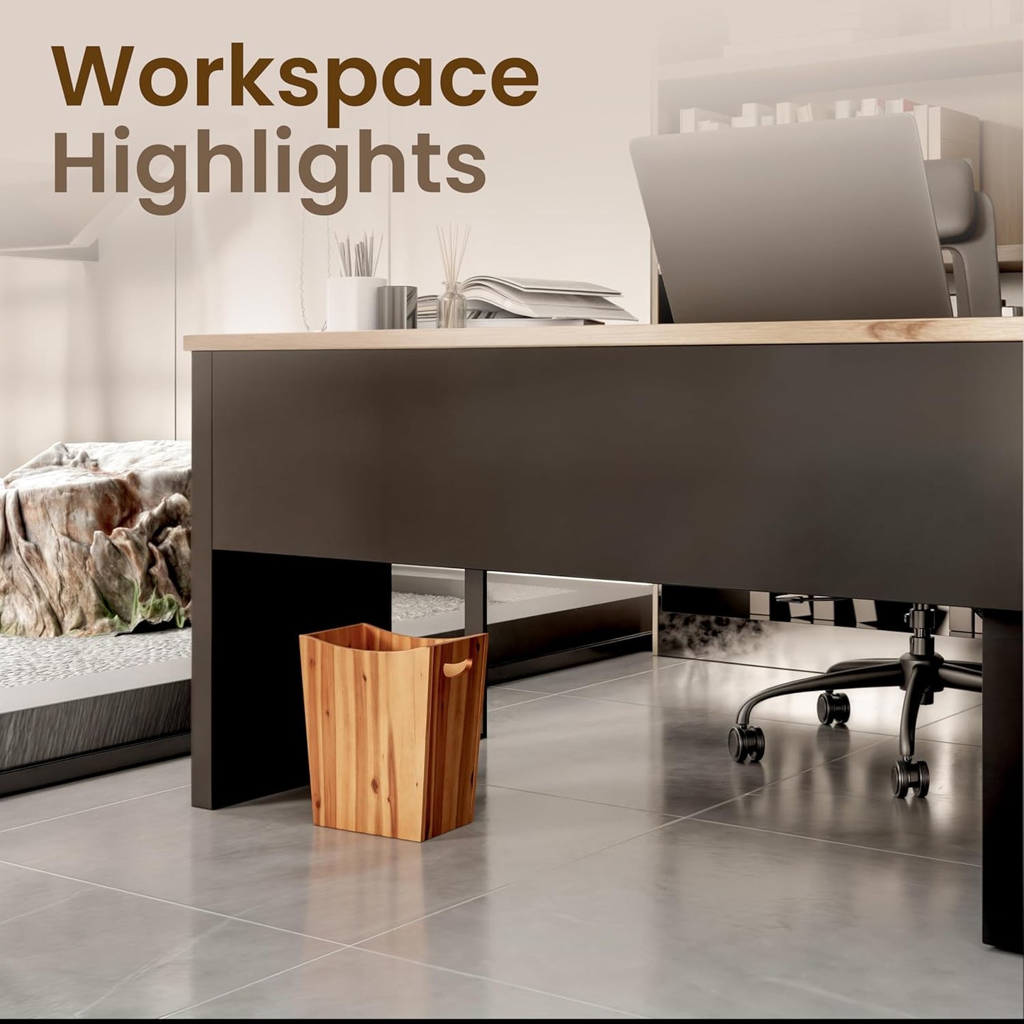 2 Gallon Acacia Wooden Bin, Wastebasket – Small Trash Can, Decorative Bathroom Trash Can, Waste Basket for Bedroom, Office Garbage Can, Wood Bathroom Accessories, Boho Bedroom Decor